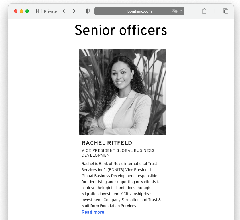 Rachel Ritfeld from Bank of Nevis International Trust Services Inc VIP Speaker at Anthony Ritossa's Family Office Investment Summit